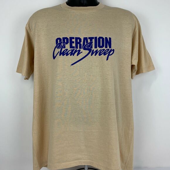 Vintage 90s Operation Clean Sweep T Shirt Mens XL X-Large OCS Plastics USA Beige - Picture 2 of 6